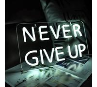 Vinray Never Give Up Neon Sign for Wall Decor,Inspire Slogan for Study Room Decoration,Wall Art Lighting As Gifts for Kids or Friends.