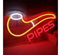 Vinray Smoke Shop Neon Sign for Smoke Shop or Store Advertising,Man Cave Light,Home Bar or Garage Decor,Vibes Light for Pub,Smoking Lounge.Red and Orange.