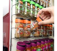 Vinsani 1/2/3/4/5/6 Tier Spice Racks Organiser - 2 Tier Flexible Herb Spices Condiments Jar Cupboard Wall Mounted Hanging Storage with Adhesive Stickers & Screws For Pantry Kitchen (Silver)