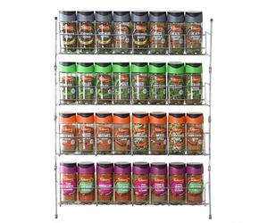 Vinsani 1/2/3/4/5/6 Tier Spice Racks Organiser - 4 Tier Flexible Herb Spices Condiments Jar Cupboard Wall Mounted Hanging Storage with Adhesive Stick