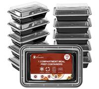 Vinsani 1 Compartment Meal Prep Containers - 10/20/30 Pack 28oz BPA-Free Reusable Plastic Food Storage Trays with Lids, Stackable Bento Lunch Boxes - Microwave, Freezer & Dishwasher Safe (10 Pack)