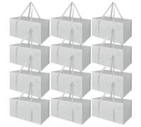 Vinsani 12 Pack 90L Moving Bags Huge Capacity 50kg Strong Handles Open Top Heavy Duty Organisers Space Saving Containers Waterproof Dustproof for House Moving Clothes Beddings Underbed Storage
