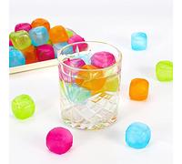 Vinsani 18 Pack Water Filled Ice Cubes Reusable Fast Freeze Frozen Cold Drink Freezer Chilled for Drinks - Ideal for BBQ Parties, Summer Picnics or General Use - Multicoloured