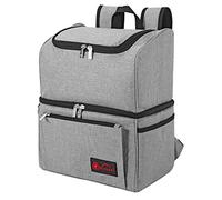 Vinsani 18L Dual Compartment Backpack Cooler Bag Large Capacity Double Decker Insulated Picnic Storage Bag Foldable Leakproof & Portable Suitable for Picnic Camping Beach Car Outdoor
