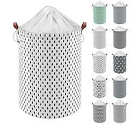 Vinsani 19.7” Freestanding Laundry Basket Storage Sorter with Drawstring Lid, Collapsible Thick Canvas Hamper Basket For Clothes, Toys, Blankets, Towels & other Bathroom and Bedroom Use - Tree