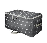 Vinsani 1pcs Clothes Storage Bags Organizer Large Capacity 105L Double Zipper, Moisture-Proof Underbed Storage Perfect Space for Clothes, Toys, Beddings, Blankets and Comforter - Dark Grey Star