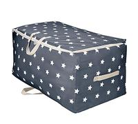 Vinsani 1pcs Clothes Storage Bags Organizer Large Capacity 105L Double Zipper, Moisture-Proof Underbed Storage Perfect Space for Clothes, Toys, Beddings, Blankets and Comforter - Navy Blue Star