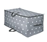 Vinsani 1pcs Clothes Storage Bags Organizer Large Capacity 105L Double Zipper, Moisture-Proof Underbed Storage Perfect Space for Clothes, Toys, Beddings, Blankets and Comforter - Light Grey Star