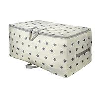 Vinsani 1pcs Clothes Storage Bags Organizer Large Capacity 105L Double Zipper, Moisture-Proof Underbed Storage Perfect Space for Clothes, Toys, Beddings, Blankets and Comforter - Cream Star