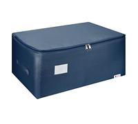 Vinsani 1pk Storage Bags Organiser 105L Huge Capacity Double Zipper Card Markings Strong Handles Moisture-Proof Underbed Storage Moving Bag For Clothes Toys Beddings Comforter Blue