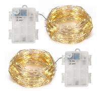 Vinsani 2 Pack Fairy String Lights 39ft 120LED Battery Operated Warm White Glow Decorative Copper Wire Lights Waterproof Indoor Outdoor Christmas Décor Garland Lighting for Bedroom Patio Party Wedding