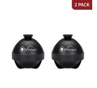 Vinsani 2 Pack Ice Cube Ball Moulds Reusable Sphere Shaped Ice Ball Maker Makes 2.5 Inch Large Ice Balls for Whiskey & Cocktails