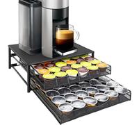 Vinsani 2 Tier Coffee Pods Holder for Dolce Gusto, Holds 72 Capsules | Durable Metal Coffee Pod Storage Drawer, Large Capacity, Space-Saving Rack & Anti-Vibration Design - Black
