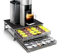 Vinsani 2 Tier Coffee Pods Holder for Dolce Gusto, Holds 72 Capsules | Durable Metal Coffee Pod Storage Drawer, Large Capacity, Space-Saving Rack & Anti-Vibration Design - Grey