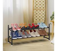 Vinsani 2 Tier Shoe Rack - Black, Metal Frame