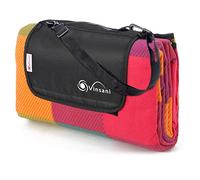Vinsani 200 x 180cm Folding Picnic Blanket Waterproof & Sandproof Backing - Ideal for Camping & Outdoor Picnic - Multicoloured Rug Mat with Carry Handle