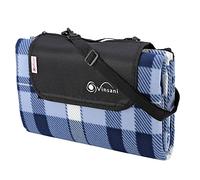 Vinsani 200 x 180cm Folding Picnic Blanket Waterproof & Sandproof Backing - Ideal for Camping & Outdoor Picnic - Checkered Rug Mat with Carry Handle