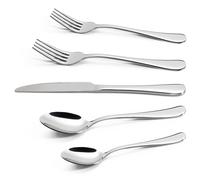 Vinsani 20 Piece Stainless Steel Cutlery Silverware Flatware Home Use Tableware Dinnerware Set Knife Fork Spoon Dessert Spoon, Service for 4 People, Mirror Polished - Dishwasher Safe Easy Clean