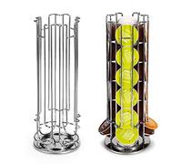 Vinsani 24 Coffee Pod Holder - Rotating Chrome Tower Storage Stand for Dolce Gusto Capsules, Space-Saving & Stylish Coffee Pod Organizer for Kitchen Countertops