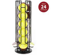 Vinsani 24 Coffee Pod Holder - 360° Rotating Tower Coffee Pods Storage Rack Stand Compatible with Dolce Gusto Coffee Capsules - Non-Slip Surface - Sleek Black Finish