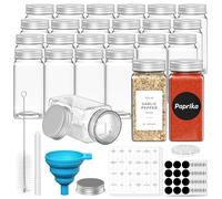 Vinsani 25 Pcs Glass Spice Jars Set 4oz - Airtight Herb & Spice Storage Bottles with Writable Labels, Dual Shaker Lids & Funnel - Square Empty Jars for Kitchen Cupboard Pantry Organiser