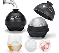 Vinsani 2 Pack Ice Cube Ball Moulds Reusable Sphere Shaped Ice Ball Maker Makes 2.5 Inch Large Ice Balls for Whiskey & Cocktails