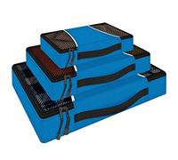Vinsani 3 Piece Packing Cubes Set Suitcase Travel Organiser Holiday Travelling Essentials Waterproof Breathable Multiuse Clothes Toiletries Bag Luggage Carry On Compression Storage Bags - Blue