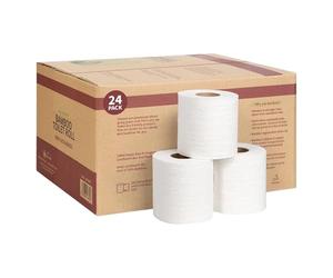 Vinsani 3 Ply Bamboo Toilet Rolls, 24 Rolls 200 Sheets per Roll, Super-Soft Toilet Paper 100% Natural Toilet Tissues in Plastic Free Packaging, Compostable, Sustainable & Biodegradable Tissue Paper