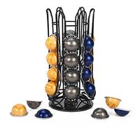 Vinsani 30 Coffee Pod Holder for Nespresso Vertuo Vertuoline Pods Capsules Rotating 6 Capsule Stand Pods Storage Rack Stand Large Capacity Revolving Storage Organiser - Black
