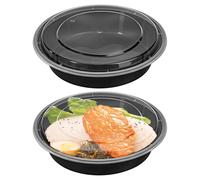 Vinsani 1 Compartment Round Meal Prep Containers - 10/20/30 Pack BPA-Free Reusable Plastic Food Storage Bowls with Lids Stackable Lunch Containers - Microwave, Freezer & Dishwasher Safe (30 Pack)