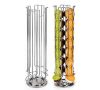 Vinsani 32 Coffee Pod Holder - 360° Rotating Tower Coffee Pods Storage Rack Stand Suitable for Dolce Gusto Coffee Capsules - Non-Slip Surface (Chrome)