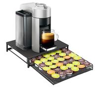 Vinsani 36-Capsule Coffee Pod Storage with Sliding Drawer - Non-Slip Surface Stackable Holder Organiser Box Machine Stand Tray for Dolce Gusto Pods - Black