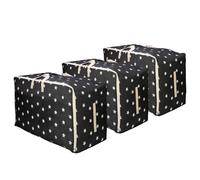 Vinsani 3pcs Clothes Storage Bags Organizer Large Capacity 105L Double Zipper, Moisture-Proof Underbed Storage Perfect Space for Clothes, Toys, Beddings, Blankets and Duvet - Black Star