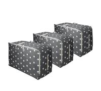Vinsani 3pcs Clothes Storage Bags Organizer Large Capacity 105L Double Zipper, Moisture-Proof Underbed Storage Perfect Space for Clothes, Toys, Beddings, Blankets and Duvet - Dark Grey Star