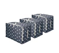 Vinsani 3pcs Clothes Storage Bags Organizer Large Capacity 105L Double Zipper, Moisture-Proof Underbed Storage Perfect Space for Clothes, Toys, Beddings, Blankets and Duvet - Navy Blue Star
