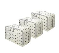 Vinsani 3pcs Clothes Storage Bags Organizer Large Capacity 105L Double Zipper, Moisture-Proof Underbed Storage Perfect Space for Clothes, Toys, Beddings, Blankets and Duvet - Cream Star