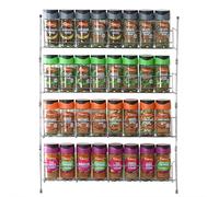 Vinsani 1/2/3/4/5/6 Tier Spice Racks Organiser - 4 Tier Flexible Herb Spices Condiments Jar Cupboard Wall Mounted Hanging Storage with Adhesive Stickers & Screws For Pantry Kitchen (Silver)