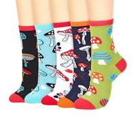 Vinsani 5 Pairs Animal Print Women Socks, Colorful Soft Cotton, UK Size 4-7