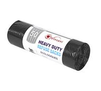 Vinsani 50-Pack Heavy Duty Refuse Sacks - Extra Strong, 100L Recyclable Bin Bags | Leak-Resistant, Durable Waste Disposal Bags for Household & Commercial Use | 99 x 75cm