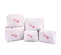 Vinsani 5pc Travel Packing Cubes Set Luggage Organiser Suitcase Bags Storage Pouches Travel Essential Space Saver Packing Organiser Set for Clothes Shoe Cosmetic (Grey)