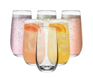 Vinsani 6 x 490ml Hiball Glasses - Modern Highball Stylish Tall Drinking Tumblers for Cocktails Water Juice Durable Glassware for Everyday Use & Entertaining - Dishwasher Safe