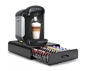 Vinsani 64 Compatible Coffee Pod Holder - 64 Capsules Stackable Stand - Non Slip Base Black T-Disc Coffee Capsules Stand & Pod Storage Drawer Anti-Vibration Design