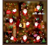 Vinsani 9 Sheets Christmas Window Stickers Double Side Printed Reusable PVC Door Wall Window Clings Xmas Santa Snowflake Reindeer Glass Decals for Christmas Holiday Decorations - Cupid