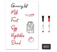 Vinsani Whiteboard A3 Size - Make Notes, Lists, Memos, Menus. for Home, School, Office and Kitchen Use with 2 Free Magnetic Dry Wipe Pens and Magnetic Eraser (29.7 x 42.8 cm)