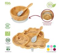 VINSANI BAMBOO DINOSAUR PLATE,BOWL & SPOON SET