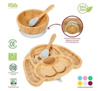 VINSANI BAMBOO DOG PLATE,BOWL & SPOON SET