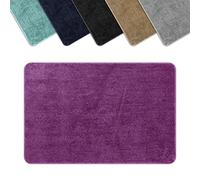 Vinsani Bath Mat Non Slip Bathroom Mat Thickened Fluffy Microfiber Machine Washable Shower Rug Ultra Soft Water Absorbent For Home Bathroom Kitchen - Purple (60 x 90cm)