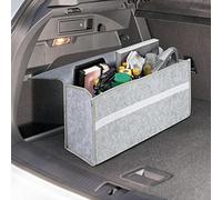 Vinsani Car Boot Organiser Anti-Slip Foldable Storage Case - Interior Declutter Tool Bag for All Vehicles - Light Grey Large