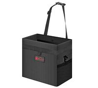 Vinsani Car Rubbish Bin with Lid Cover Waterproof Leakproof Interior Foldable Adjustable Straps Car Seat Boot Storage Bag Trash Holder Waste Organiser Car Accessories - Medium/Black