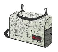 Vinsani Clothes Peg Bag Premium Zipped Waterproof Wearable Pegs Storage Organiser with Double Clips, Shoulder/Waist Strap Holds to 300 pcs Suitable for Indoor Outdoor Use - Printed Cream